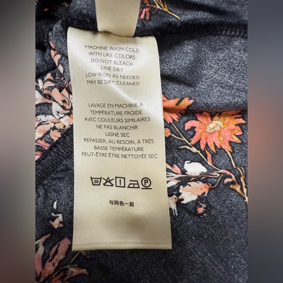 FREE PEOPLE MANDY FLORAL PRINTED RUCHED PEPLUM COTTON TIE FRONT BLOUSE SIZE: M - Picture 8 of 10